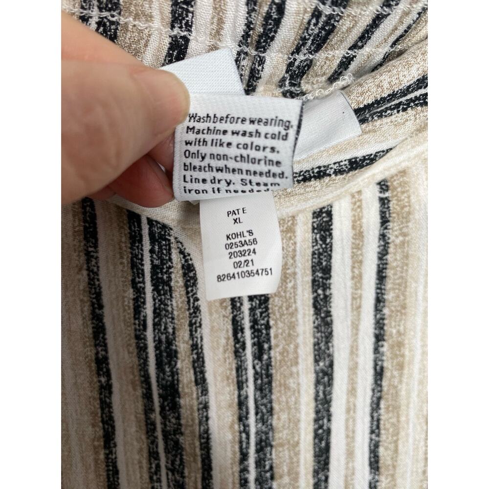 Nine West Womens Wide-Leg Lounge Pants Beige White Stripe Elastic Waist Size XL - Picture 5 of 7